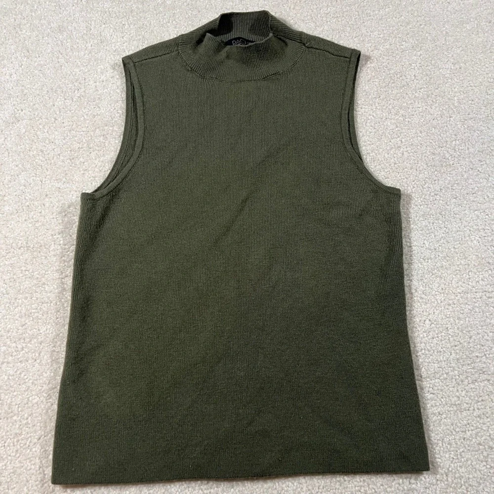 Rachel Rachel Roy Mock Neck Sweater Womens Medium Olive‎ Green Sleeveless Shell
